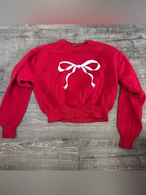 Streetwear Society Red Crewneck Sweater with White Bow